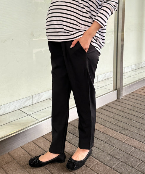 【マタニティ】お腹楽々のびのびマタニティテーパードパンツ 美シルエット | MD2265098 | ブラック