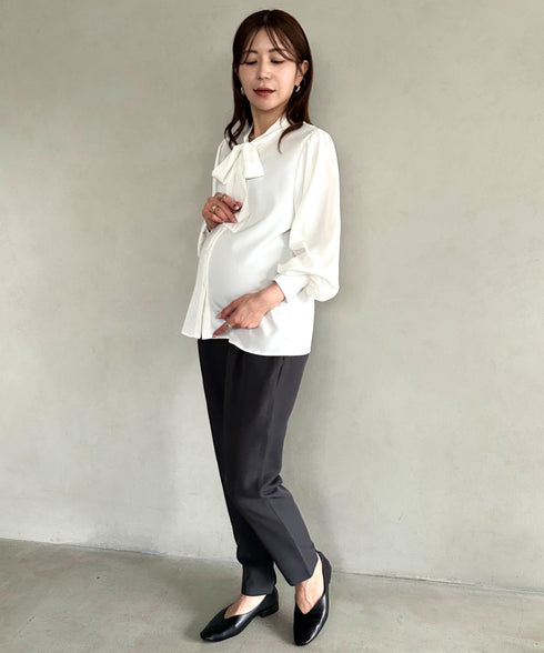 【マタニティ】お腹楽々のびのびマタニティテーパードパンツ 美シルエット | MD2265098 | チャコールグレー