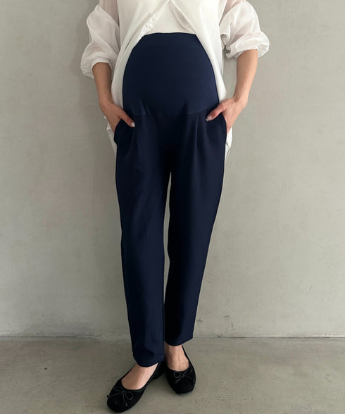【マタニティ】お腹楽々のびのびマタニティテーパードパンツ 美シルエット | MD2265098 | ネイビー