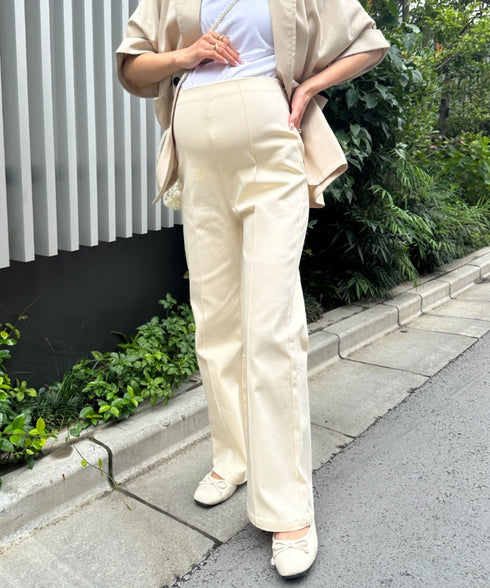 【マタニティ】のびのびセンターラインフレアマタニティパンツ | MD2265099 | アイボリー