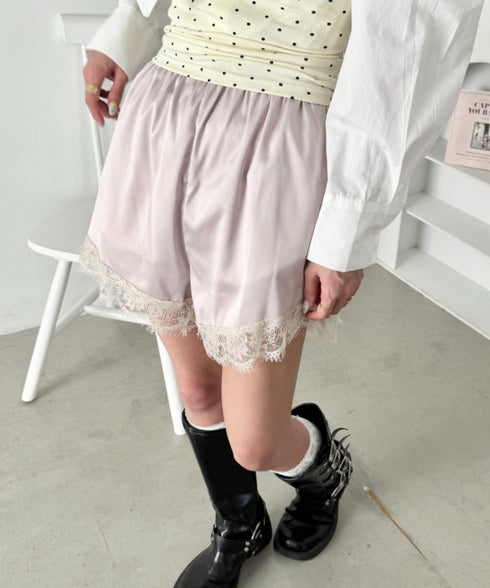サテンレースショートパンツ | SL2265112 | グレイッシュベージュ