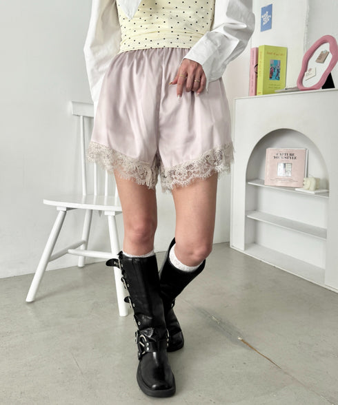 サテンレースショートパンツ | SL2265112 | グレイッシュベージュ