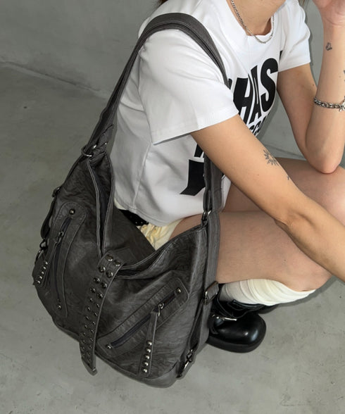 【A4収納】2WAYスタッズドットベルトショルダーバッグ | BA1265073 | グレー