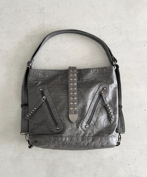 【A4収納】2WAYスタッズドットベルトショルダーバッグ | BA1265073 | グレー