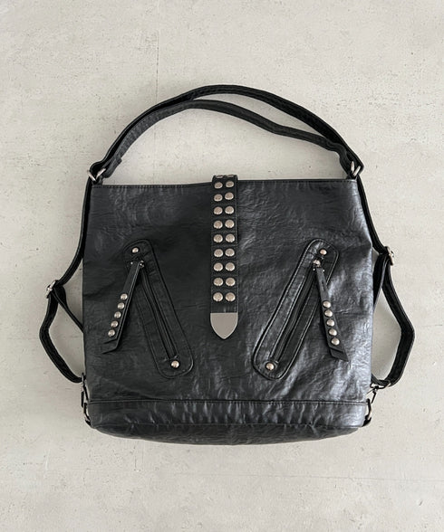【A4収納】2WAYスタッズドットベルトショルダーバッグ | BA1265073 | ブラック