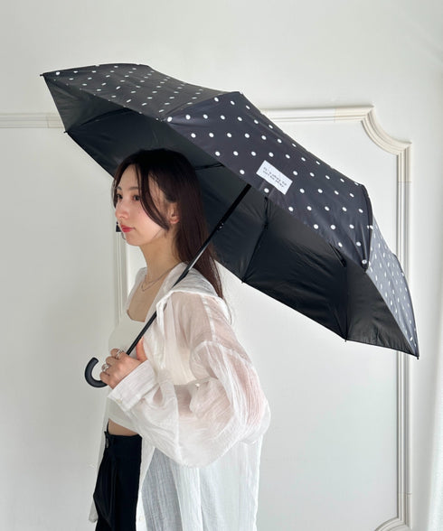 7色展開【晴雨兼用】ドット折り畳み傘 | MD6262045 | ブラック