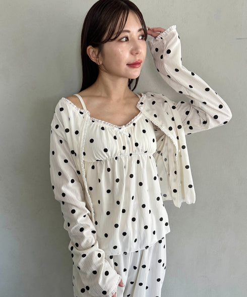 【3点SET】アソートルームウェア パジャマ カップ付きキャミ/ ロングパンツ/前開きトップス | MD2265100 | ホワイト
