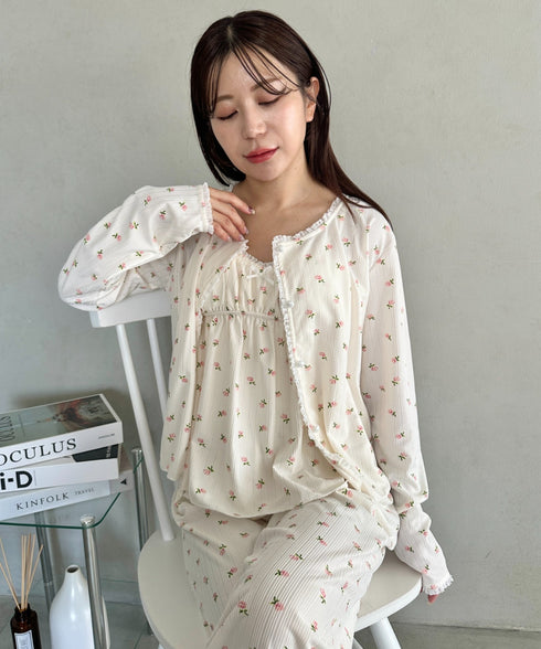 【3点SET】アソートルームウェア パジャマ カップ付きキャミ/ ロングパンツ/前開きトップス | MD2265100 | ホワイト系その他4