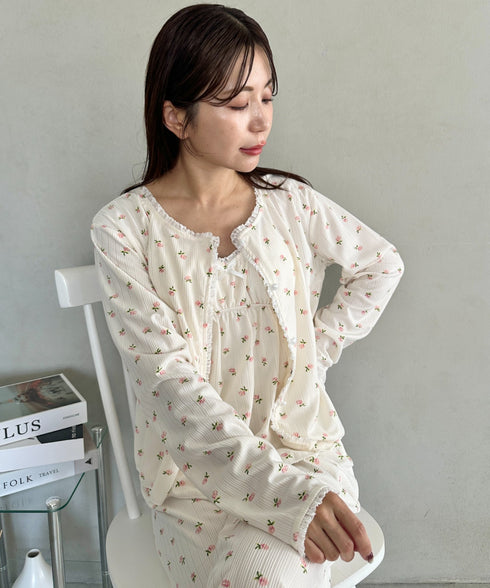 【3点SET】アソートルームウェア パジャマ カップ付きキャミ/ ロングパンツ/前開きトップス | MD2265100 | ホワイト系その他4