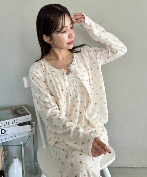 【3点SET】アソートルームウェア パジャマ カップ付きキャミ/ ロングパンツ/前開きトップス | MD2265100 | ホワイト系その他4