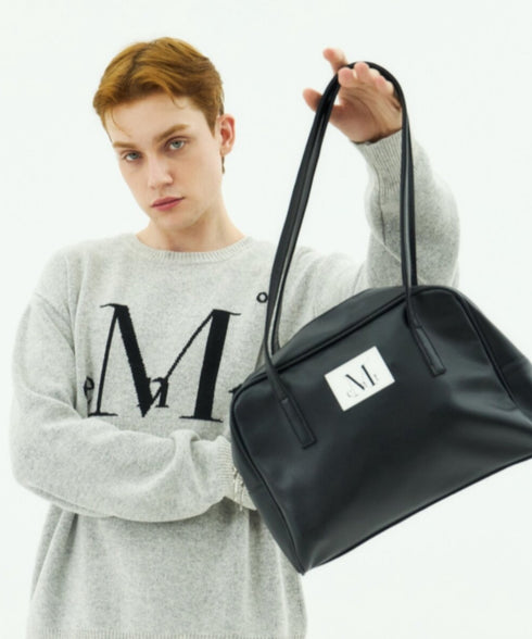 MUCENT(ムセント)/軽量 A4収納可 ロゴパッチ ショルダー トートバッグ/TIVE LEATHER SHOULDER BAG UNISEX | AT1262071 | ブラック