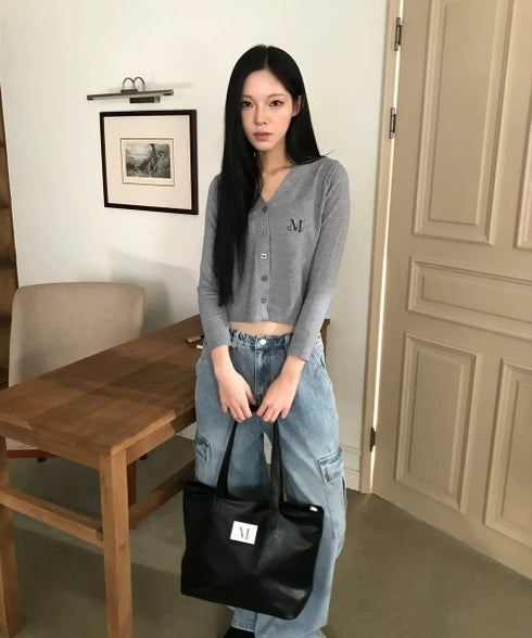 MUCENT(ムセント)/軽量 A4サイズ収納可 ロゴパッチ サイド ジッパー ショルダー トート バッグ/RIENNE SIDE ZIPPER LEATHER SHOULDER BAG | AT1262072 | ブラック