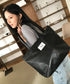 MUCENT(ムセント)/軽量 A4サイズ収納可 ロゴパッチ サイド ジッパー ショルダー トート バッグ/RIENNE SIDE ZIPPER LEATHER SHOULDER BAG | AT1262072 | ブラック