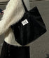 MUCENT(ムセント)/軽量 A4サイズ収納可 ロゴパッチ サイド ジッパー ショルダー トート バッグ/RIENNE SIDE ZIPPER LEATHER SHOULDER BAG | AT1262072 | ブラック