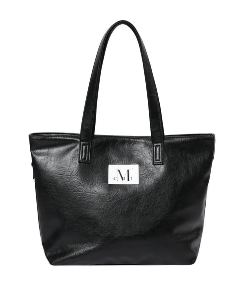 MUCENT(ムセント)/軽量 A4サイズ収納可 ロゴパッチ サイド ジッパー ショルダー トート バッグ/RIENNE SIDE ZIPPER LEATHER SHOULDER BAG | AT1262072 | ブラック