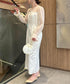 ジャガードシアースリーブロングドレス ロングワンピース パーティードレス 結婚式 お呼ばれ オケージョンドレス | MD2265115 | アイボリー