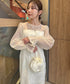 ジャガードシアースリーブロングドレス ロングワンピース パーティードレス 結婚式 お呼ばれ オケージョンドレス | MD2265115 | アイボリー