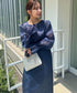 ジャガードシアースリーブロングドレス ロングワンピース パーティードレス 結婚式 お呼ばれ オケージョンドレス | MD2265115 | ネイビー