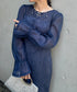 ジャガードシアースリーブロングドレス ロングワンピース パーティードレス 結婚式 お呼ばれ オケージョンドレス | MD2265115 | ネイビー