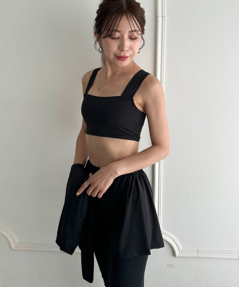 水着5点セットタンキニ上下レギンス長袖トップスショートパンツ 大人水着 UVカット セパレートトレーニングウェア 水陸両用 | MD2262053 | ブラック