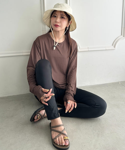 水着5点セットタンキニ上下レギンス長袖トップスショートパンツ 大人水着 UVカット セパレートトレーニングウェア 水陸両用 | MD2262053 | ブラウン