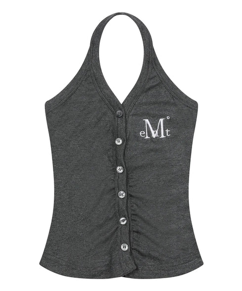 MUCENT(ムセント)/ホルターネック スリーブレス クロップ タンクトップ/MERA HALTER NECK CROP SLEEVELESS | AT2262078 | チャコールグレー