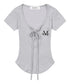 MUCENT(ムセント)/サロン アイレット レースアップ スリムフィット クロップド Tシャツ 半袖 /SARON EYELET LACE-UP SLIM FIT HALF T | AT2262079 | グレー