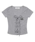 MUCENT(ムセント)/ルケ アイレット レースアップ コルセット 半袖 Tシャツ/LUKE EYELET LACE-UP CORSET HALF T | AT2262080 | グレー
