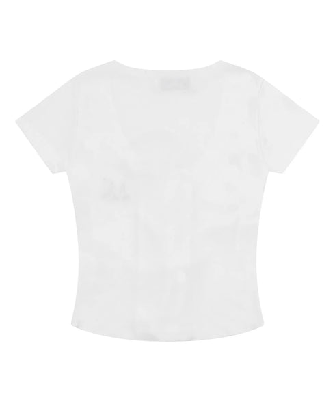 MUCENT(ムセント)/ルケ アイレット レースアップ コルセット 半袖 Tシャツ/LUKE EYELET LACE-UP CORSET HALF T | AT2262080 | ホワイト