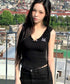 MUCENT(ムセント)/アセン レース スリムフィット フード スリーブレス タンクトップ/ASEN LACE SLIM HOOD SLEEVELESS | AT2262081 | ブラック