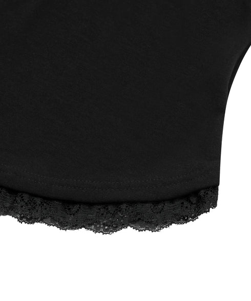 MUCENT(ムセント)/アセン レース スリムフィット フード スリーブレス タンクトップ/ASEN LACE SLIM HOOD SLEEVELESS | AT2262081 | ブラック