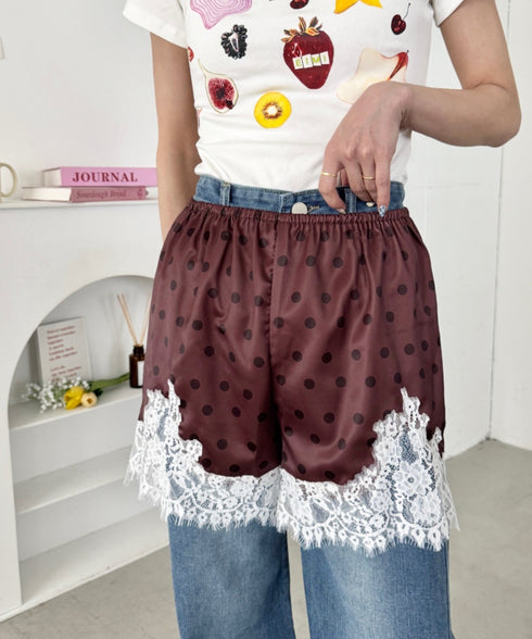 サテンドットショートパンツ | SL2265148 | ブラウン