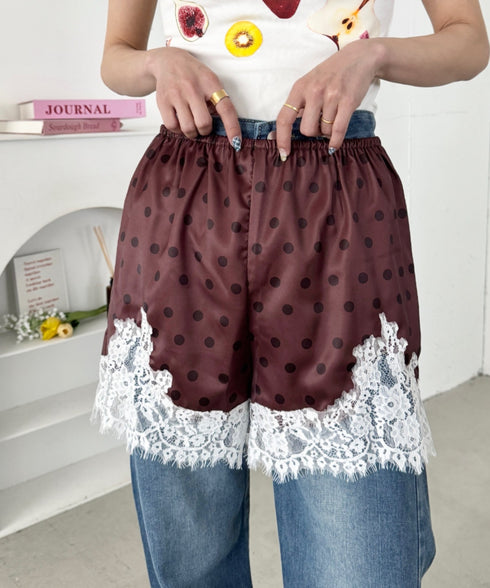 サテンドットショートパンツ | SL2265148 | ブラウン