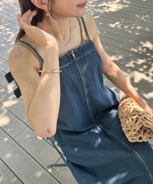 高身長さんも嬉しい♪LONGサイズ展開有 フロントジップデニムロングジャンパースカート デニムジャンスカ | MD2262063 | ブルー