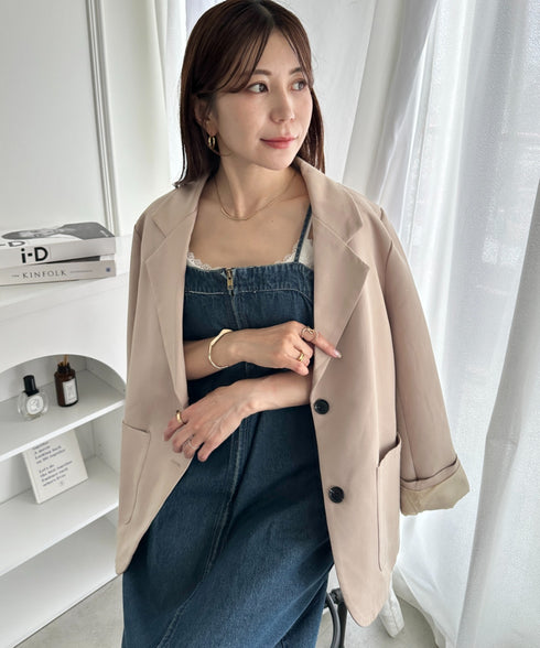 高身長さんも嬉しい♪LONGサイズ展開有 フロントジップデニムロングジャンパースカート デニムジャンスカ | MD2262063 | ブルー