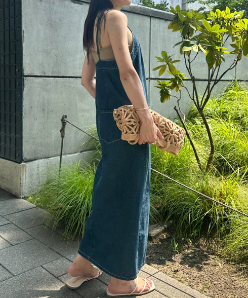高身長さんも嬉しい♪LONGサイズ展開有 フロントジップデニムロングジャンパースカート デニムジャンスカ | MD2262063 | ブルー
