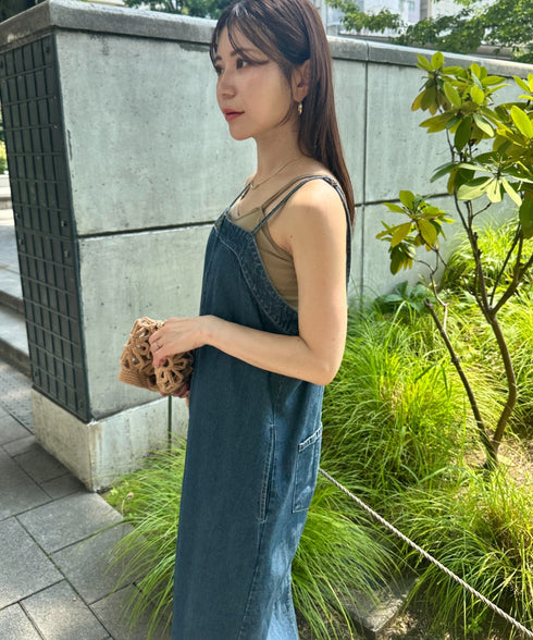 高身長さんも嬉しい♪LONGサイズ展開有 フロントジップデニムロングジャンパースカート デニムジャンスカ | MD2262063 | ブルー