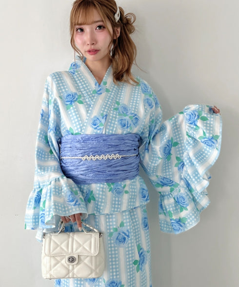 【かんたん着付け】フリル浴衣3点セット【セパレート浴衣】 | LO2262048 | サックスブルー