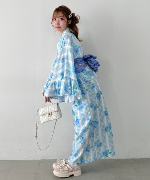 【かんたん着付け】フリル浴衣3点セット【セパレート浴衣】 | LO2262048 | サックスブルー