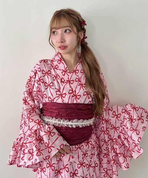 【かんたん着付け】フリル浴衣3点セット【セパレート浴衣】 | LO2262048 | レッド