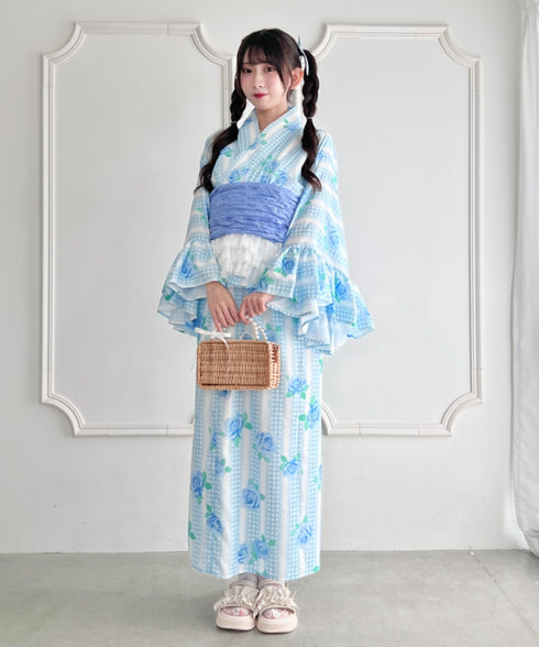 【かんたん着付け】フリル浴衣3点セット【セパレート浴衣】 | LO2262048 | サックスブルー