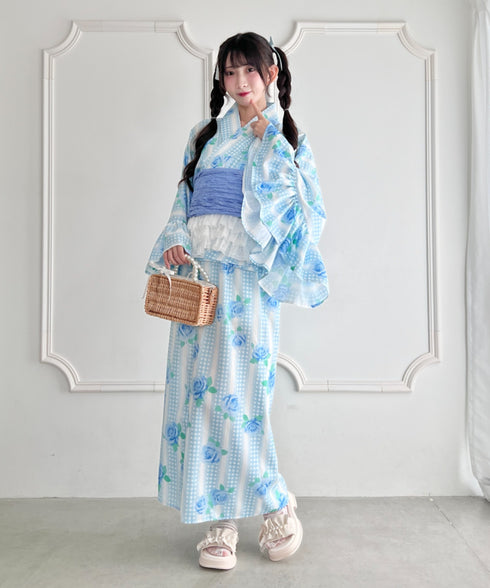 【かんたん着付け】フリル浴衣3点セット【セパレート浴衣】 | LO2262048 | サックスブルー