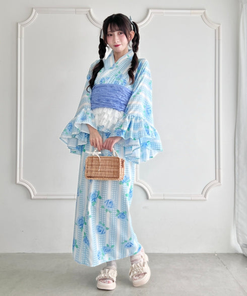 【かんたん着付け】フリル浴衣3点セット【セパレート浴衣】 | LO2262048 | サックスブルー