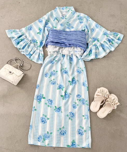 【かんたん着付け】フリル浴衣3点セット【セパレート浴衣】 | LO2262048 | サックスブルー