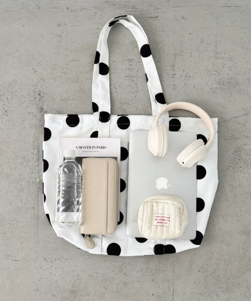 【A4収納】大容量ドットトートバッグ | SL1266009 | ブラック