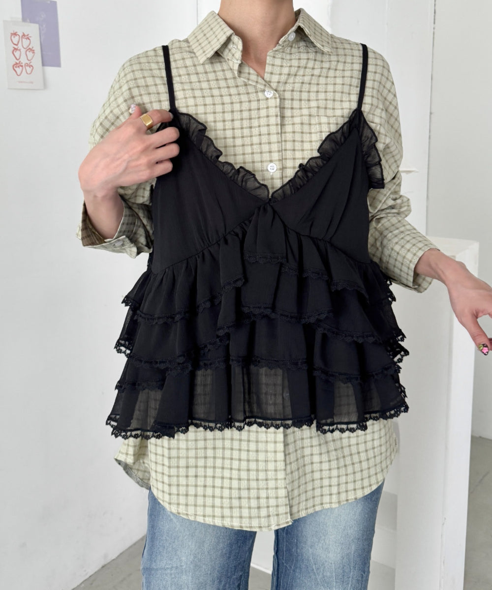 フリルティアードキャミソール | SL2263010 | ブラック – Outfitter lab