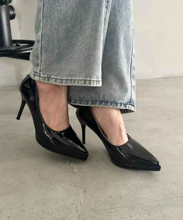 エナメルシンプル9cmヒール パンプス | MD3266032 | ブラック