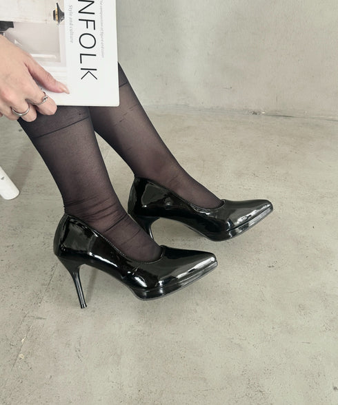 エナメルシンプル9cmヒール パンプス | MD3266032 | ブラック