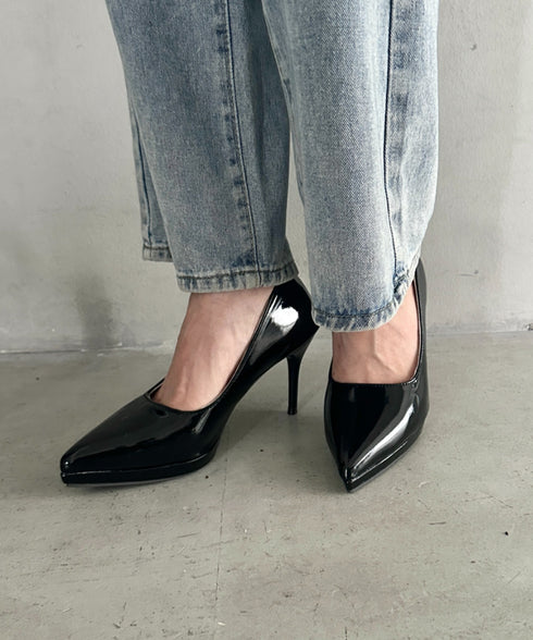 エナメルシンプル9cmヒール パンプス | MD3266032 | ブラック
