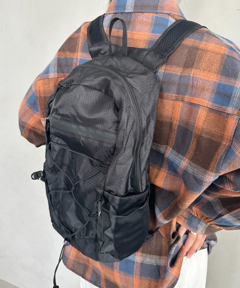 コンパクトサイズ ポーチ収納ナイロン軽量バックパックリュック | MD1266036 | ブラック